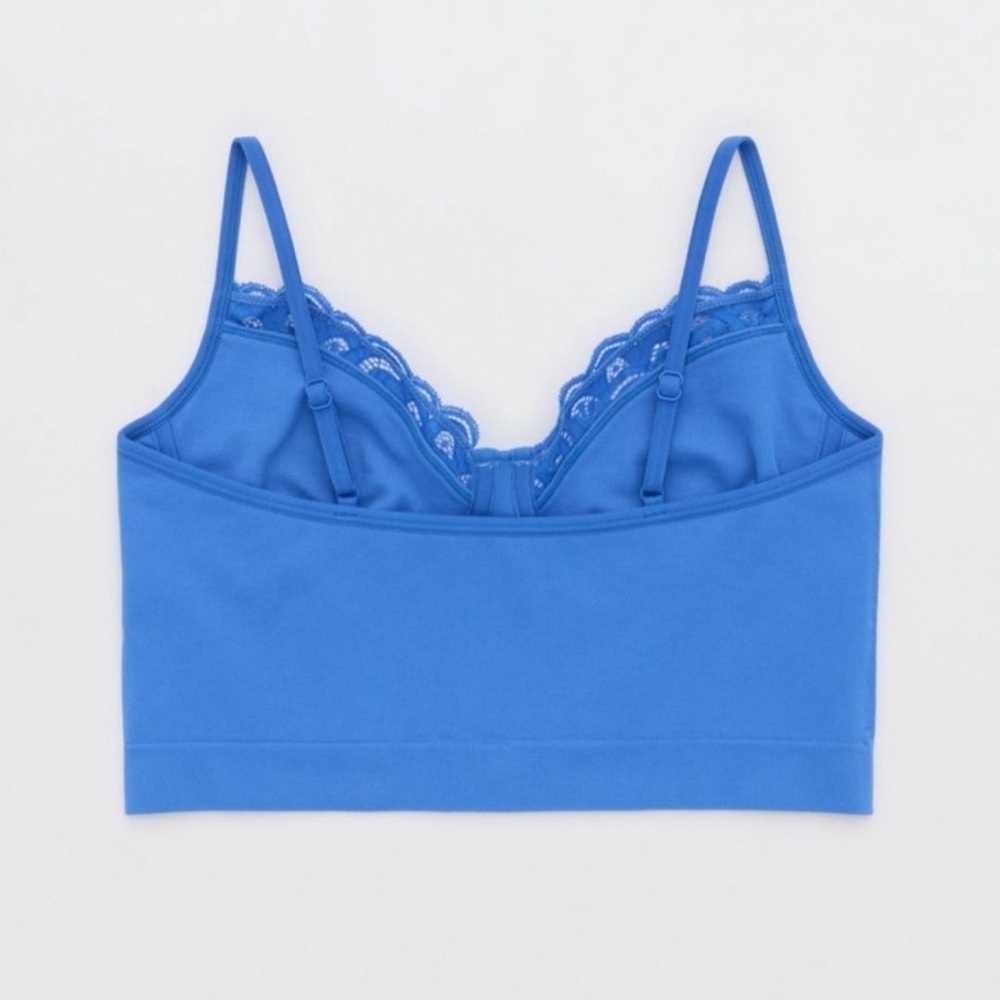 Aerie Seamless Rooftop Garden Lace Bra Top in Cobalt Blue - Picture 4 of 10